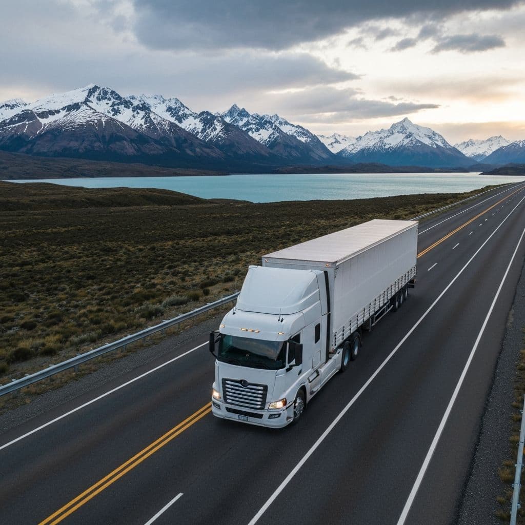 Centro logístico moderno con camiones de carga